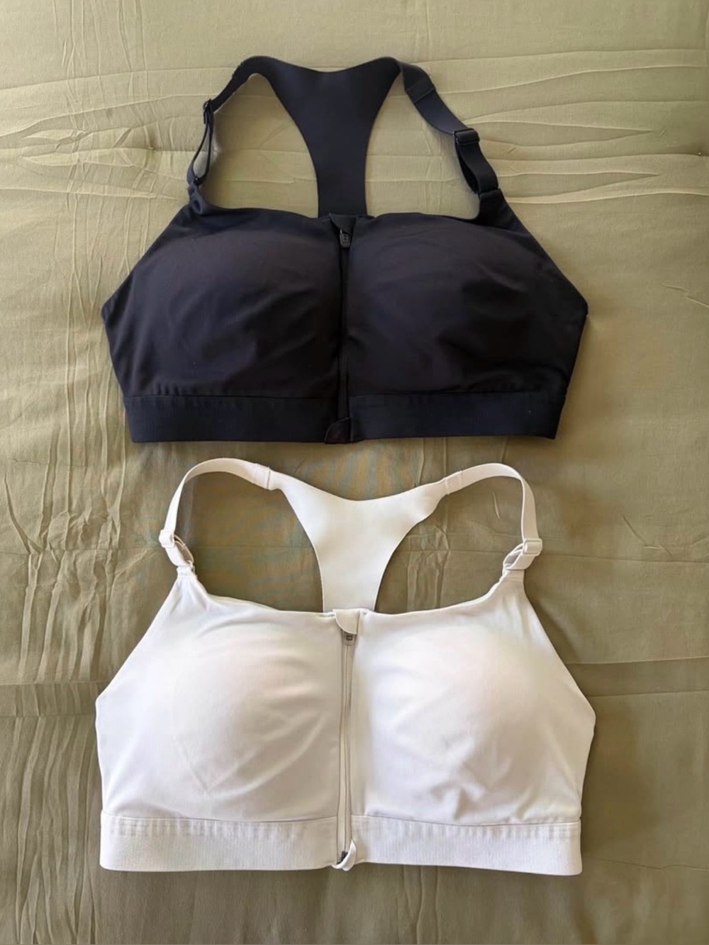 Two Front-Zip Racerback Sports Bras Size 34C